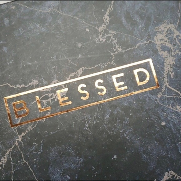 New Journal Black, Blue, & Rose Gold "Blessed" Marble Pattern Notebook Book - Picture 2 of 7